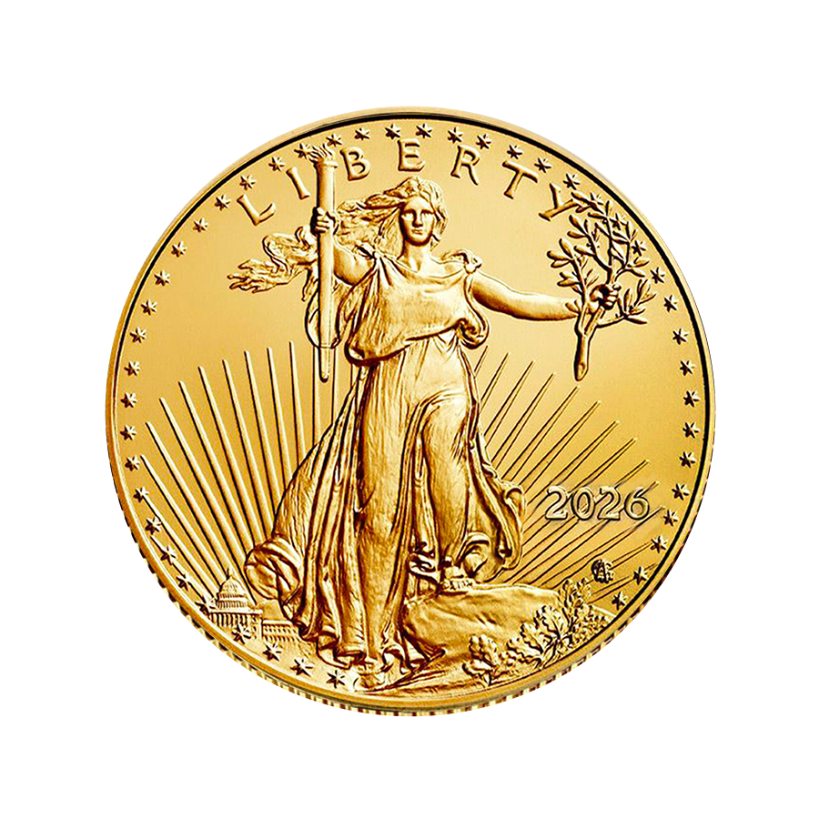 Obverse of the 2026 $5 American Gold Eagle showing the Liberty design and the 2026 date